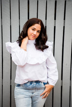 Load image into Gallery viewer, White Ruffle Blouse