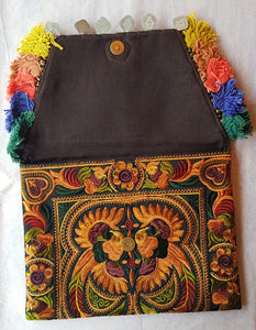 Thai clutch brown tassel bag
