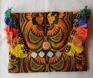 Thai clutch brown tassel bag