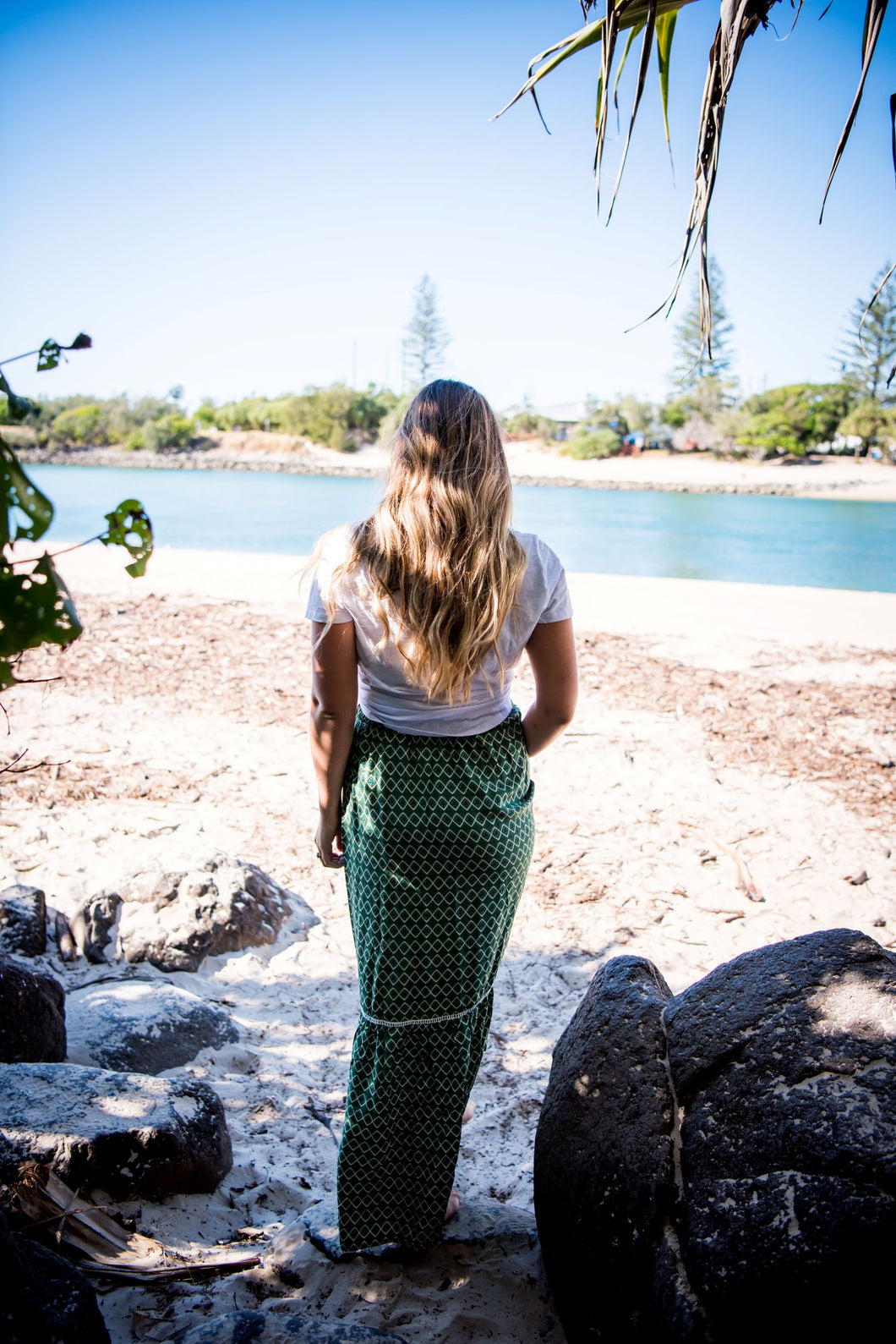 My green maxi high waist skirt